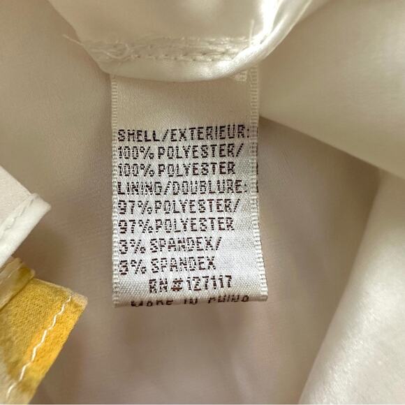 Badgley Mischka Dress Yellow White Paradiso Sleeveless Beaded Waist Midi Size 4 - Picture 9 of 13